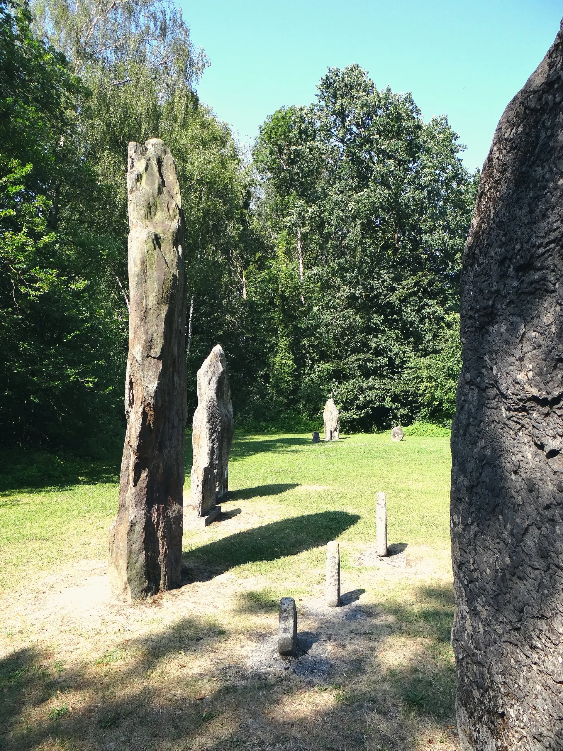 The Clendy menhirs, a Neolithic standing-stone alignment by the lake