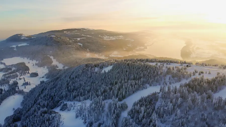 Sunset over the lakes from the Dent de Vaulion