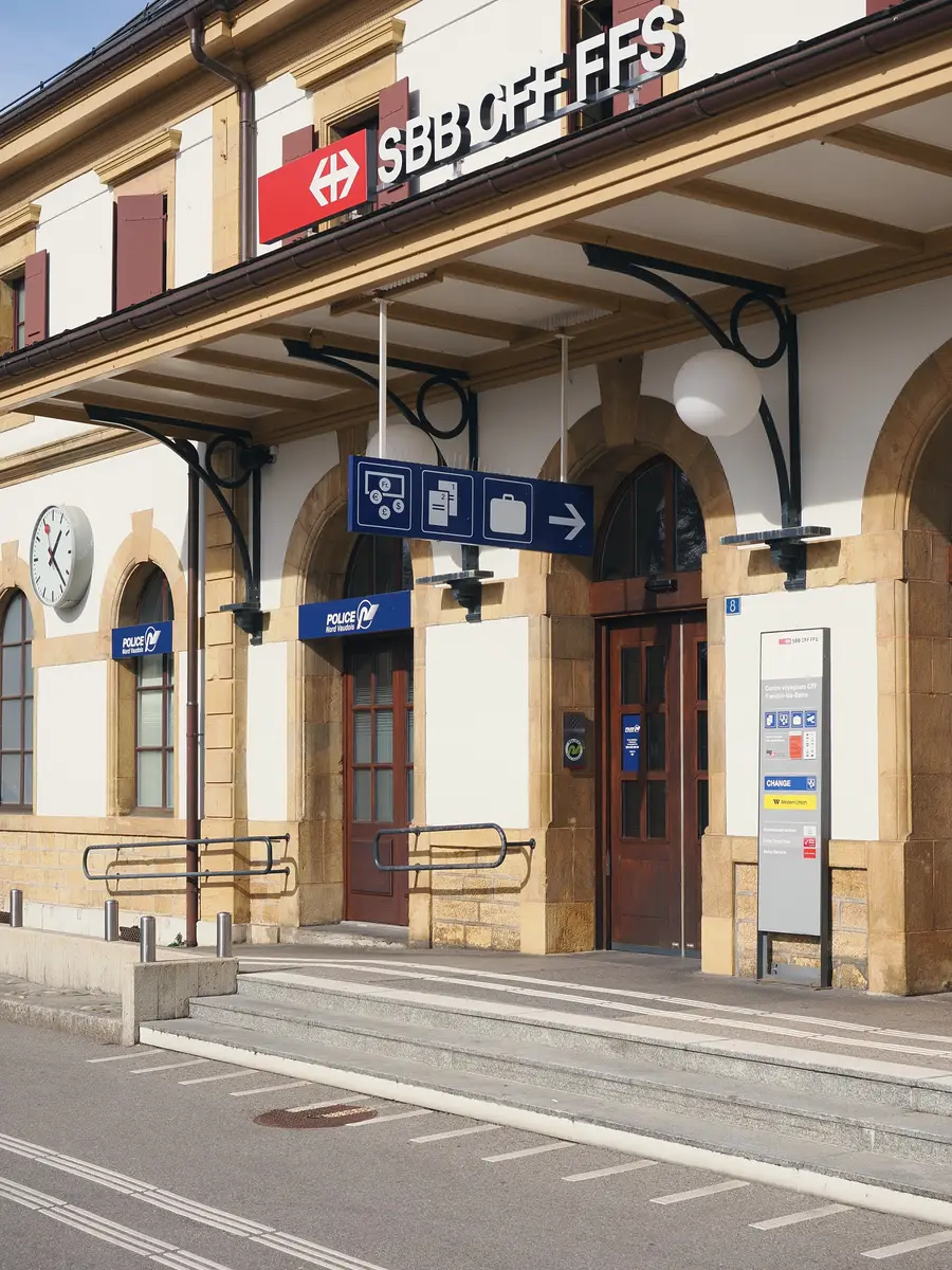 Yverdon-les-Bains station, on the Lausanne–Neuchâtel line