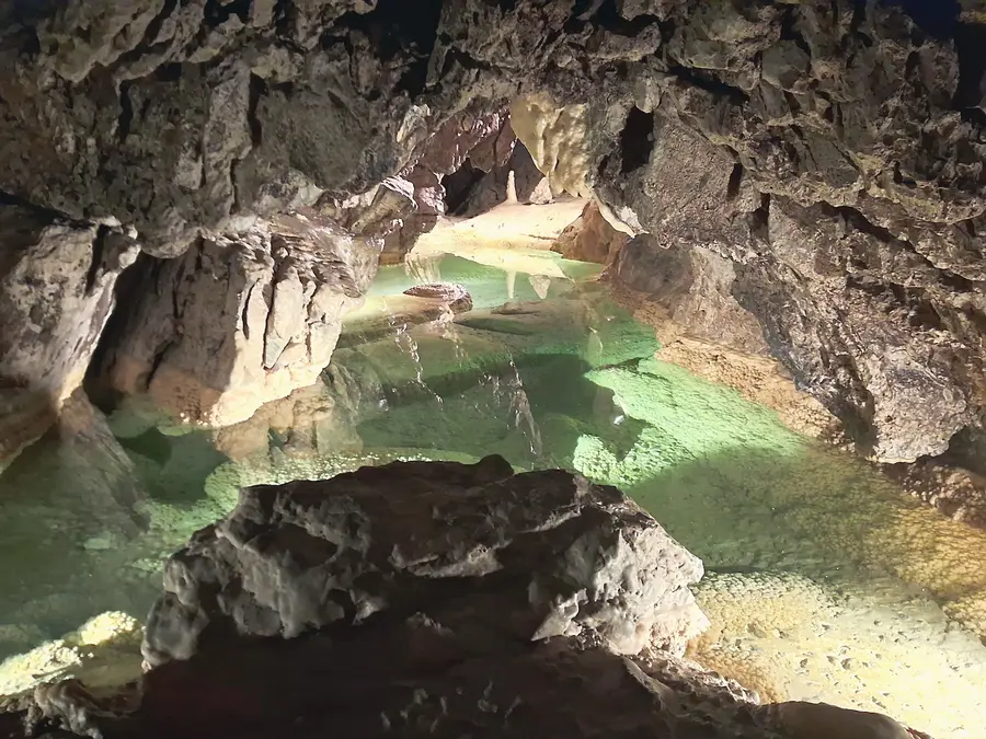 The underground lake in the Grottes de Vallorbe