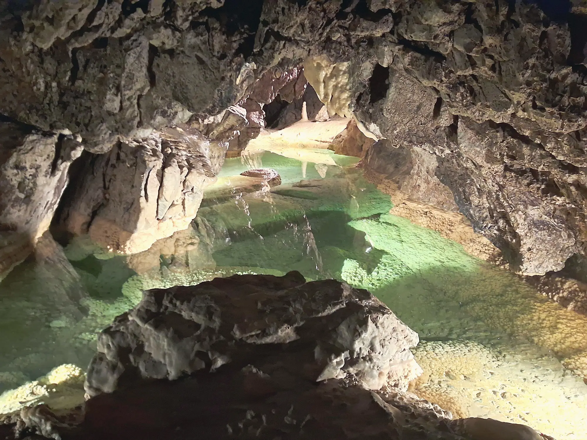 The underground lake in the Grottes de Vallorbe