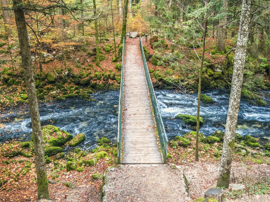 A footbridge over the river Orbe, near Vallorbe