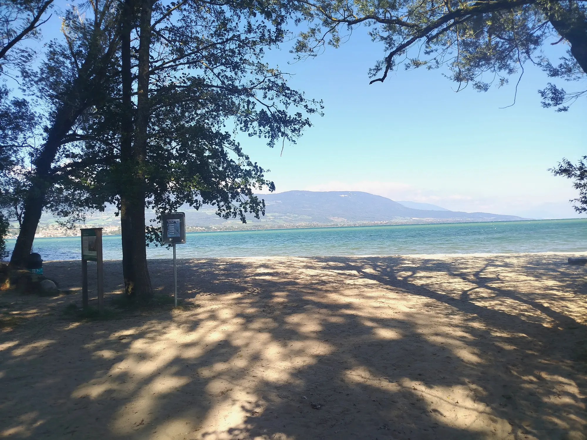 Yverdon's lakeside beach, looking across to the Jura